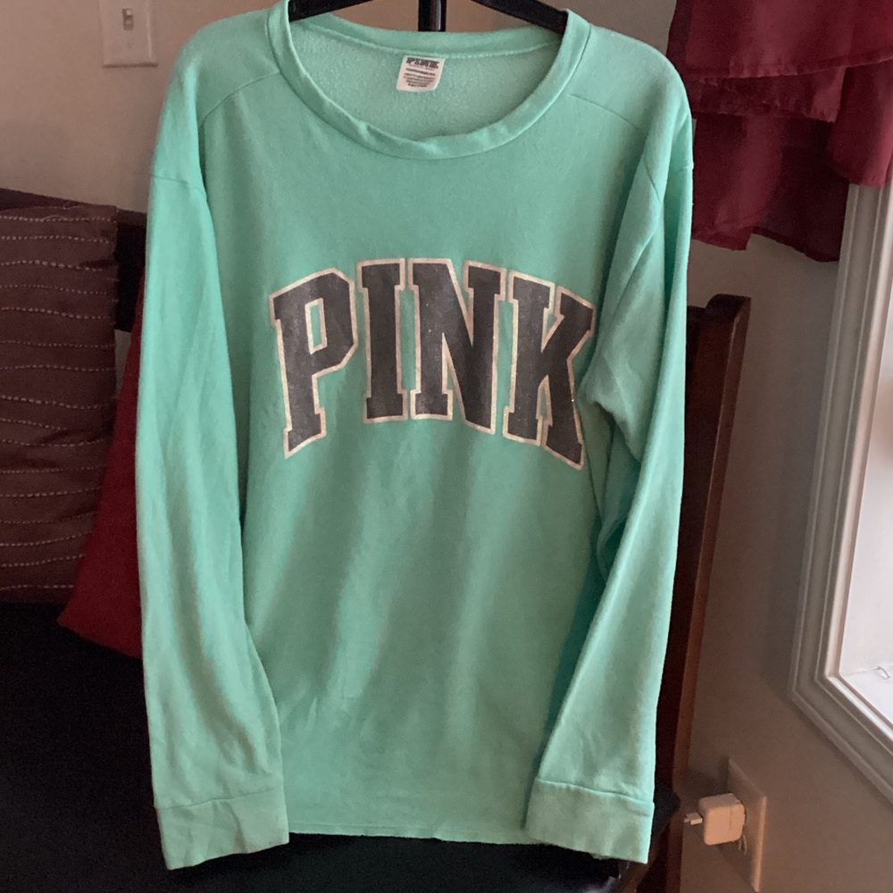 VS PINK logo metallic sweatshirt top